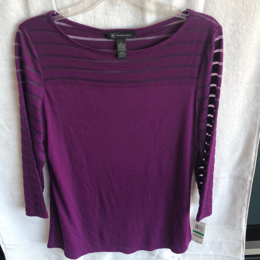 3/4 length sleeve NEW purple top